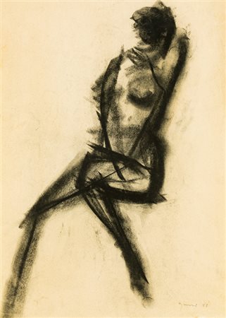 GIUSEPPE AJMONE (1923-2005)Senza Titolo, 1958Carboncino su cartacm 46x33Firma...