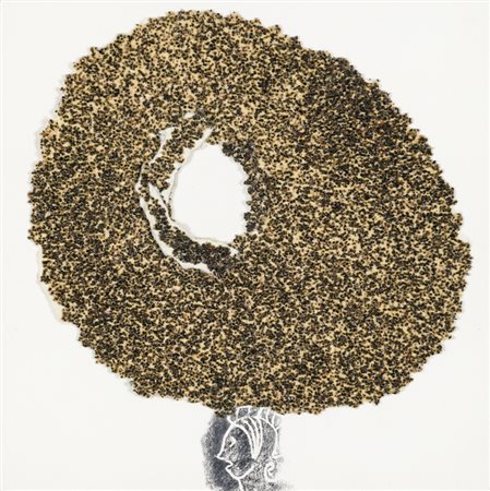 REBECCA FORSTER (1960)Portando in testa un bagel giganteCollage di carta...