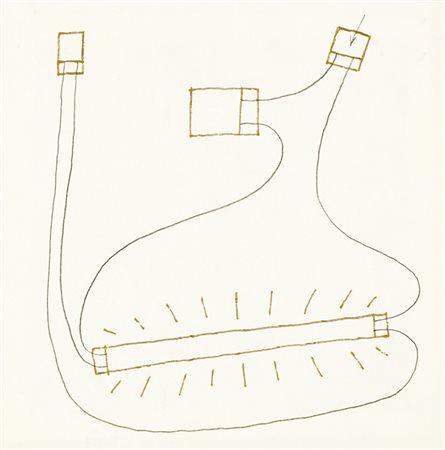 TOMASO BONIOLO (1935)Senza TitoloGrafite e pennarello oro su carta applicata...