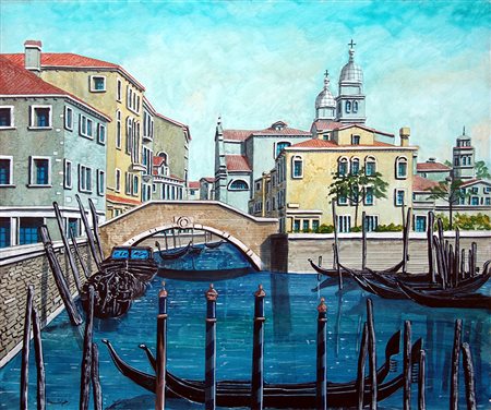 Tonino Caputo 1933, Lecce (Le) - [Italia] Isola nella laguna olio su tela...