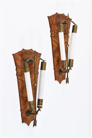 PONTI GIO' (1891 - 1979) Attrib. Coppia di lampade da parete. -. Cm 28,00 x...