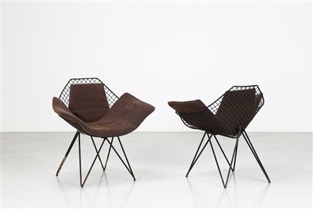 RINALDI GASTONE Rarissima coppia di sedie mod. Du 43 “Variante Sedia”. -. Cm...