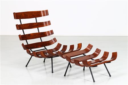 CARLO HAUNER (1927-1997) & MARTIN HESLER (1913-1977) Poltrona e pouf. -. Cm...