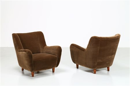 PONTI GIO' (1891 - 1979) Rara, Coppia di poltrone. -. Cm 82,00 x 84,00 x...