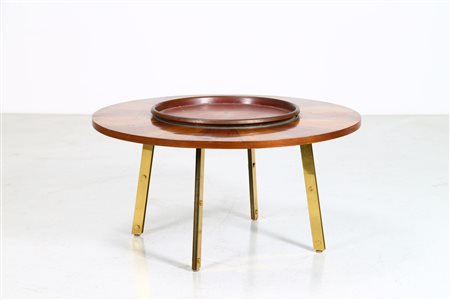 EDOARDO DETTI Pezzo unico. Tavolino tondo con piano girevole, presente...