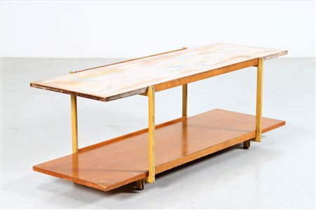 EDOARDO DETTI Tavolino con piano decorato firmato M. Cavalli. -. Cm 155,50 x...