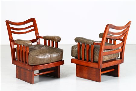 VALABREGA VITTORIO Coppia di poltrone. -. Cm 55,00 x 83,00 x 65,00. Legno di...