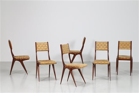 DE CARLI CARLO (1910 - 1999) Sei sedie mod.671 . -. Cm 42,00 x 89,00 x 52,00....
