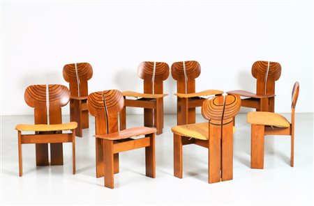 SCARPA TOBIA (n. 1935) Otto sedie mod. Africa. . Cm 54,00 x 78,00 x 44,00....