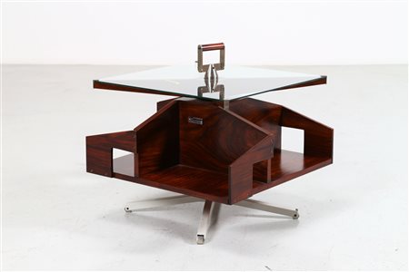 PARISI ICO (1916 - 1996) Tavolino con piani rotanti Itri. -. Cm 60,00 x 50,00...