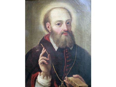 Dipinto del XVIII sec. San Francesco di Sales Olio su tela Misure: 61x46 cm