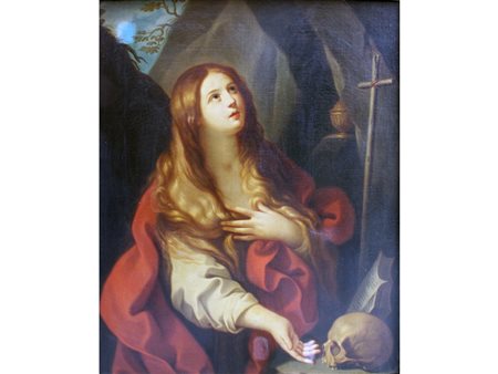 Scuola emiliana Maddalena Penitente Olio su tela Fine XVIII secolo Assaggi di...