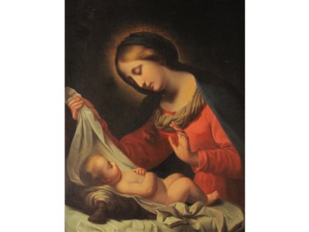 Luigi Bardi (XIX), dopo Carlo Dolci (1616-1686) Madonna con Bambino Olio su...