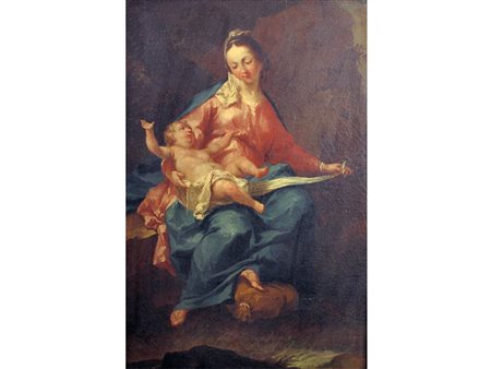 Cerchia di Giambettino Cignaroli (1649-1726) Madonna con Bambino Olio su...