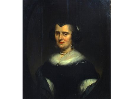 Nicolaes Maes (Dordrecht 1634-Amsterdam 1693) Ritratto di nobildonna in un...