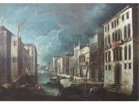 Antonio Stom (1688-Venezia, 1734) Coppia di vedute immaginarie della laguna...