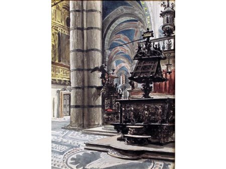 Domenico Pesenti (Medole 1843 - Mantova 1918) Interno di cattedrale...
