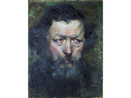 Luigi Pizzini (1884-1977) Autoritratto Olio su tela applicato a cartoncino...