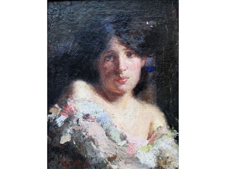 ATTILIO ANDREOLI (Chiari 1877 - Cavaglio Spoccia 1950) Ritratto di ragazza...