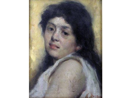 Leonardo Bazzaro (Milano 13/12/1853 - 02/11/1937) Ritratto di donna Olio su...