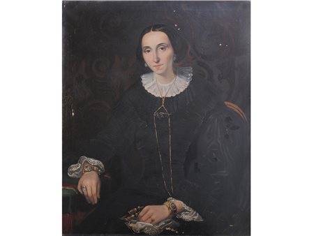 Coppia di ritratti probabilmente dei coniugi Forti Olio su tela Epoca XIX...