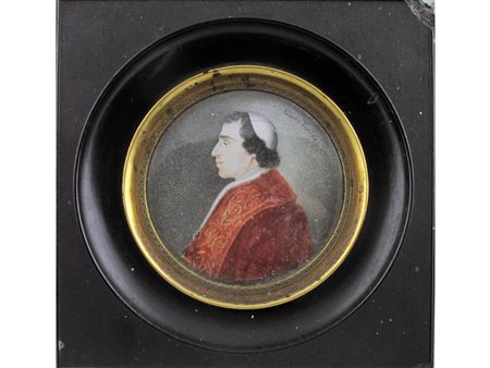 Giuseppe Tominz (Gorizia 1790-1866) Ritratto di cardinale Tempera su avorio...