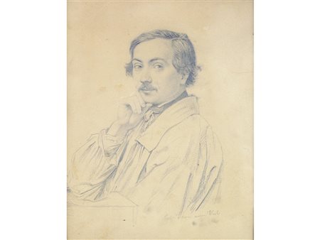 Ritratto di gentiluomo Matita su carta XIX secolo Con dedica Misure: 19x14.5 cm