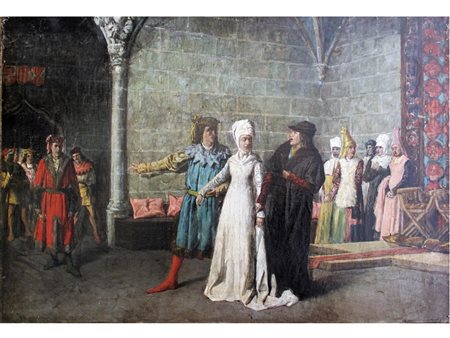 L'arresto di Beatrice Cenci Olio su tela XIX secolo Non firmato Misure: 74x51 cm
