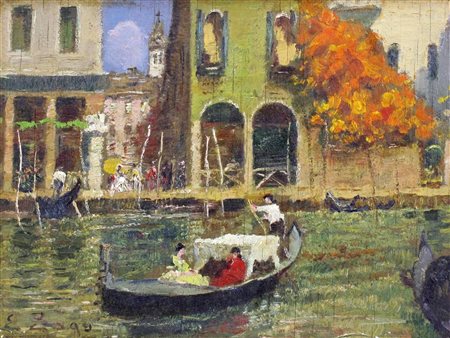 Erma Zago (Bovolone 10/07/1880 - Milano 21/09/1942) Scorcio a Venezia Olio su...