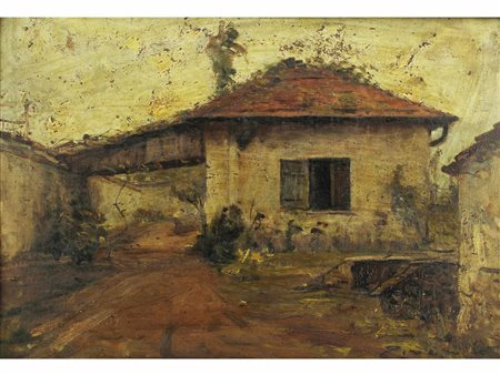 Umberto Ziveri (Milano 1891 - 1971) Caseggiati Olio su tavola Firmato Misure:...