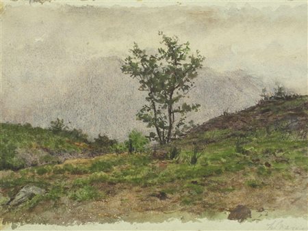 Luigi Bianchi (Milano 1827-1914) Paesaggio di montagna. Acquarello su carta,...