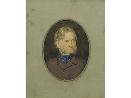 Joshua Dighton (1831-1908) Ritratto di gentiluomo. Tempera su carta. Misure:...