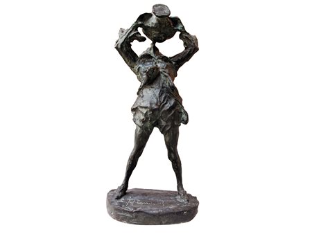 Attilio Prendoni - Milano, 1874-1942. Scultura in bronzo raffigurante Ragazzo...