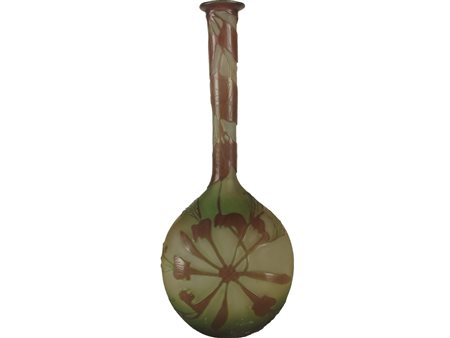 Emile Gallé (1846-1904) Nancy Vaso a corpo appiattito In vetro multistrato...