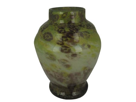 Muller Frères Luneville Porta lampada con decoro a polveri nei toni del verde...