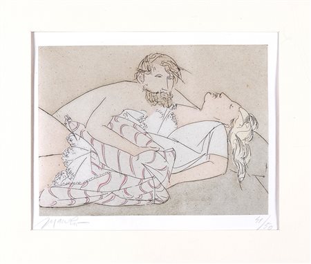 Giacomo Manzù, Gli amanti Acquaforte/Acquatinta, cm 20x27,5