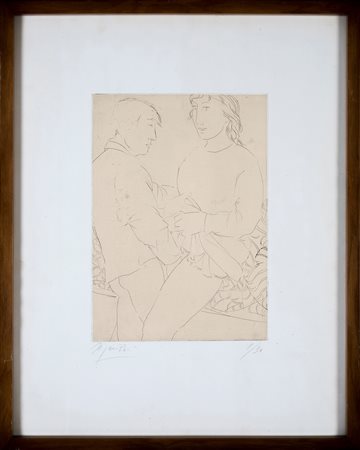 Giacomo Manzù, Gli amanti Acquaforte/Acquatinta, cm 58x47