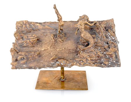 Vincenzo Gaetaniello, Mare con Sirena Scultura in bronzo, cm 18x24x12
