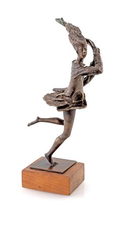 Vincenzo Gaetaniello, Ragazza con nastro Scultura in bronzo, cm 21x9x12