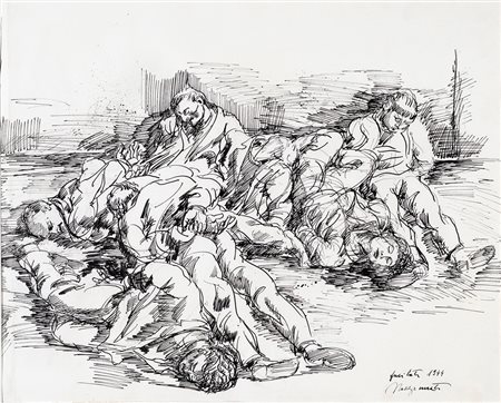 Renato Marino Mazzacurati, Fucilati 1944 Inchiostro su carta, cm 40x49 Marino...