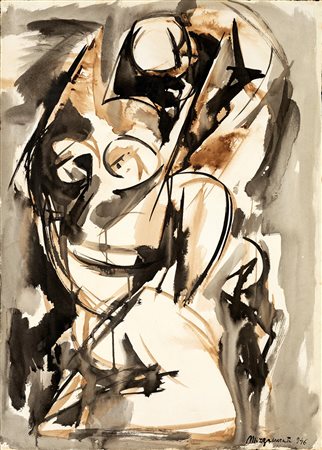 Renato Marino Mazzacurati, Lottatori 1946 Tecnica mista su carta, cm 79x57