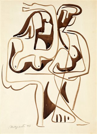 Renato Marino Mazzacurati, Studio di figura 1947 inchiostro su carta, cm 66x48,5