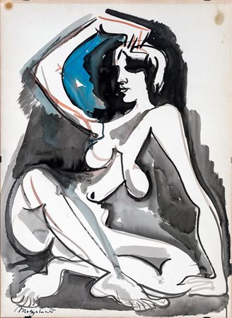 Renato Marino Mazzacurati, Nudo femminile Tecnica mita su carta (tempera e...