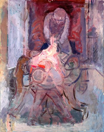 Valeriano Ciai, Scaricatori di carne Olio su tela, cm 100x80