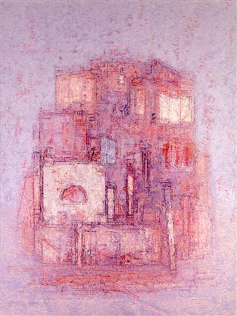 Valeriano Ciai, Piazza della Moretta Primi anni '80 olio su tela, cm 200x150...