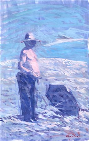 Emanuele Floridia, Bagnante con ombrello Tecnica mista (Pastello, acquarello...