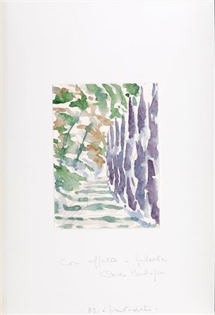 Carlo Battaglia, Viale Alberato 1986 matita e acquarello su carta, cm 16x12