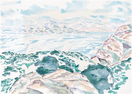 Carlo Battaglia, Paesaggio 1986 Acquarello su carta, cm 26x36