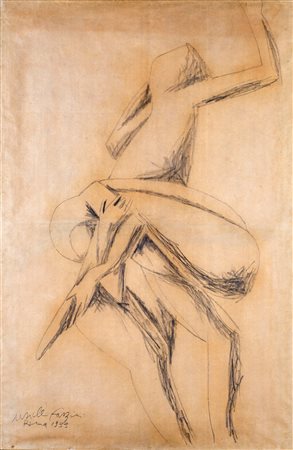 Pericle Fazzini, Ballerina 1933 Tecnica mista su carta applicata su tavola,...