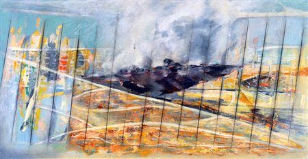 Mario Sasso, Le lunghe strade dei giovani pittori 1982 Olio su tela, cm 190x100
